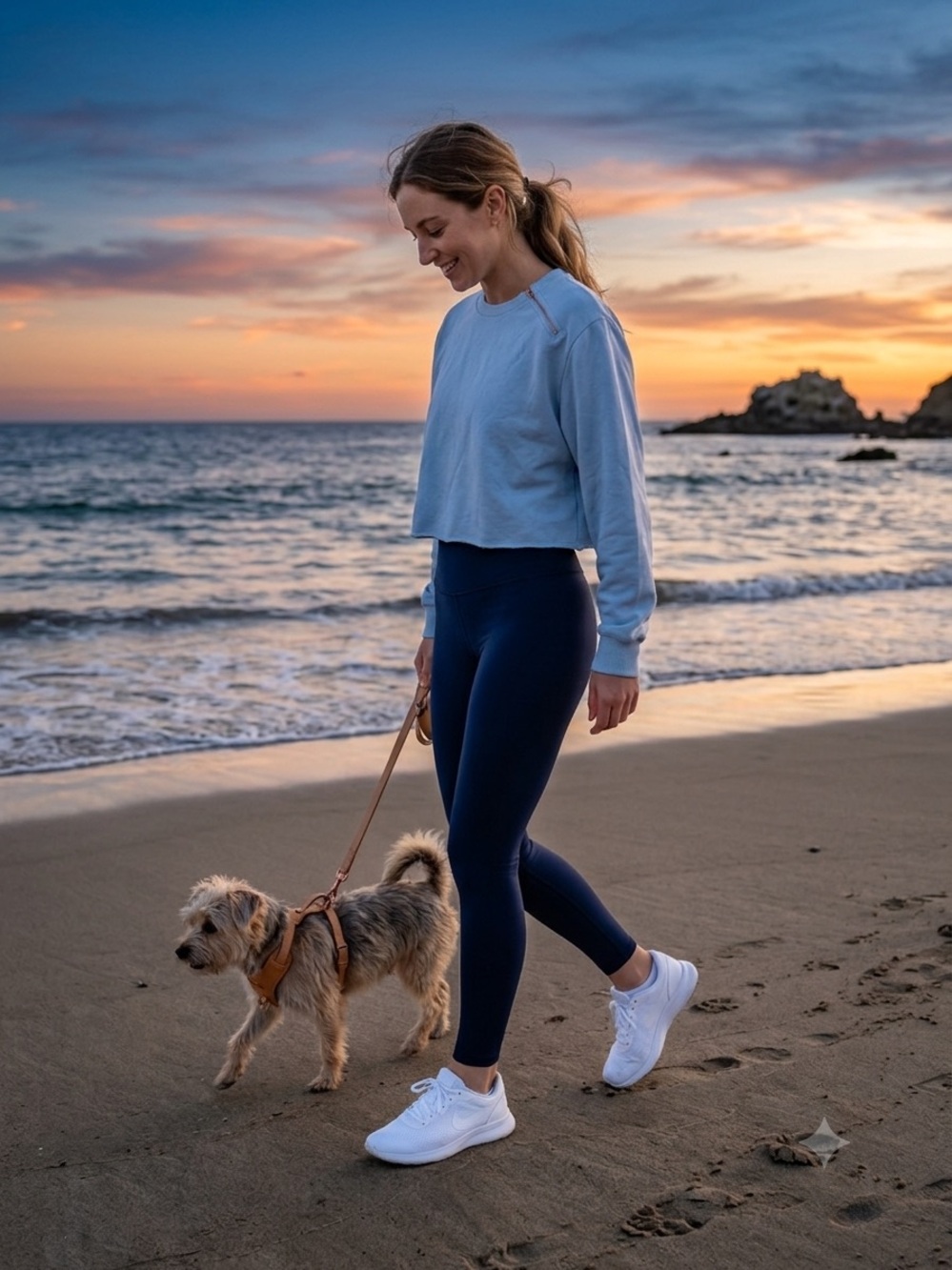 ALLFENIX 100% Cotton Cropped Crew Sweatshirt  with Shoulder Zip Detail